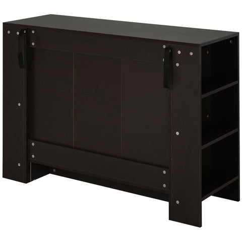 Rootz Sideboard - Side Cabinet - Highboard - Chest of Drawers - 2 French Doors - Processed Wood - Solid Wood - Sides - Coffee Color - 120 x 38 x 84 cm