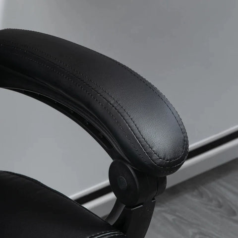 Rootz Massage Office Chair - 6 Vibration Points - Faux Leather - Provide Deep Relaxation - Adjustable Backrest - Height Adjustable - Multi-layer Board - Black - 68L x 53W x 111-121H cm