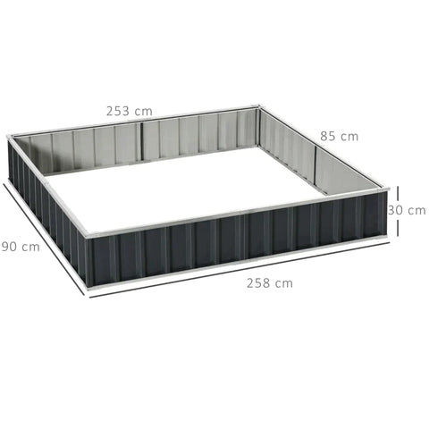 Rootz Verhoogd Bed - Tuinbed - Tuinbed Planter - Bloembak - Bloempot - Donkergrijs - 258 x 90 x 30 cm