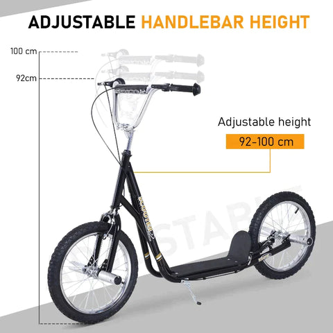 Rootz Kids Scooter - Kick Scooter - City Scooter - Height Adjustable - Black - 143 x 58 x 92-100 cm