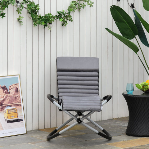 Rootz Gartenstuhl – Liege – Metall – Silberweiß/Schwarz/Dunkelgrau – 145 x 74 x 86 cm