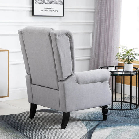 Rootz Single Sofa Recliner - Single Chair Sofa Recliner - Tufted Wooden - Feet Polyester Recliner - Gray Recliner - 76 X 86 X 108 Cm