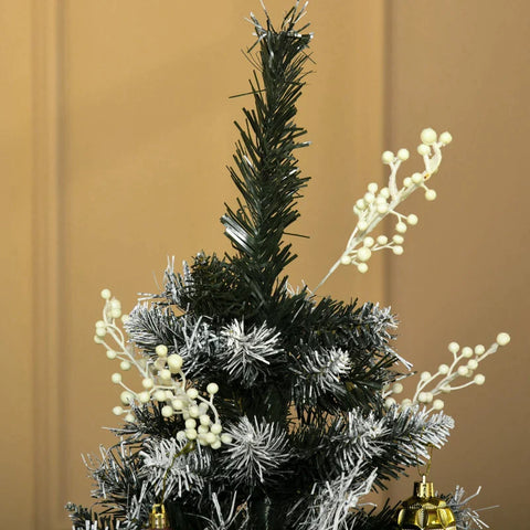 Rootz Artificial Christmas Tree - Christmas Tree - Snow-Dipped Christmas Tree - Removable Stand with White Berries Star - Green - 75cm x 75cm x 150cm