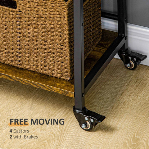 Rootz Cart - Storage Rack - Storage Trolley - Printer Stand - With 3 Height-Adjustable Shelves - Steel/Particleboard - Brown/Black - 50 cm x 35 cm x 100.5 cm
