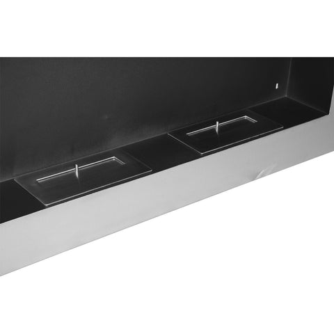 Rootz Wall fireplace - Decorative fireplace - Bio Ethanol - Stainless Steel - 110 x 14 x 54 cm - Silver