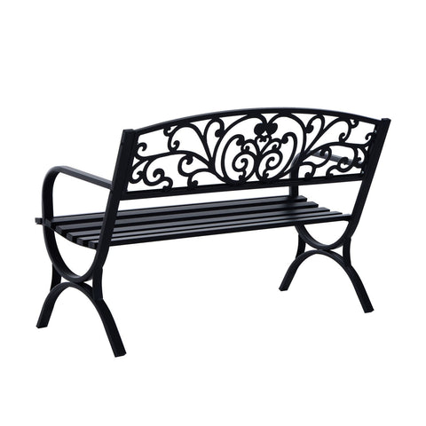 Rootz Garden Bench - Bench - 2-Seater Bench - Metal - Black - 127 x 60 x 85 cm