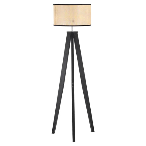 Rootz Floor Lamp - Tripod Floor Lamp - Modern Floor Lamp With E27 Socket - Wooden Base For Bedroom Office Living Room - Black + Gold - 45 x 45 x 147 cm