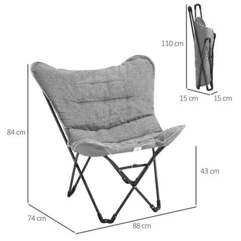 Rootz Campingstuhl – Klappbarer Campingstuhl – Klappstuhl – Stahl/Polyester – Hellgrau – 88 x 74 x 84 cm