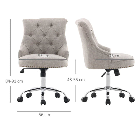 Rootz Swivel Chair - Office Chair - Work Chair - Desk Chair - Chair- 360° Rotatable - 150 Kg Load Capacity - Height Adjustable - Light Gray -  54 x 65.5 x (84-91) cm