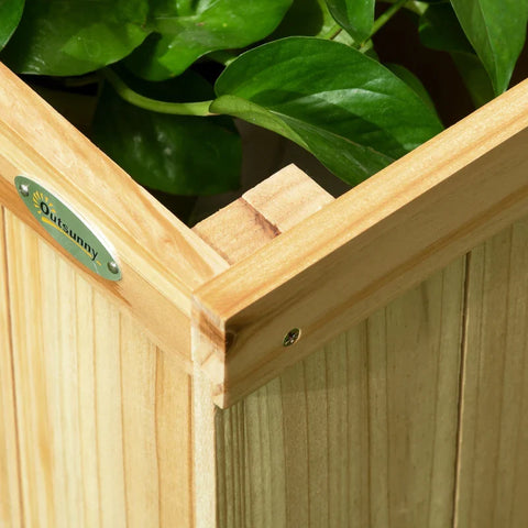 Rootz Garden Screen - Triple Folding - 4 Flower Boxes - Privacy Screen - Solid Wood - Natural - 133 x 62 x 165 cm