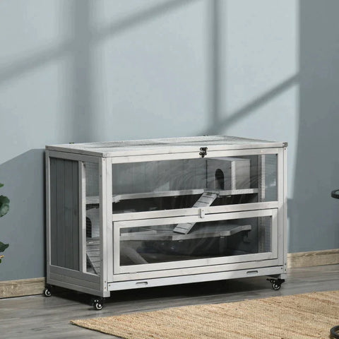 Rootz Knaagdierkooi - Knaagdierenhok - Hamsterkooi - 3-Tier Houten Kooi - 99 cm x 50 cm x 69 cm