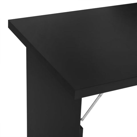 Rootz Wall Table - Folding Wall-Mounted Drop-Leaf Table With Chalkboard Shelf - Multifunction - Black - 60 cm x 94.5 cm x 147 cm