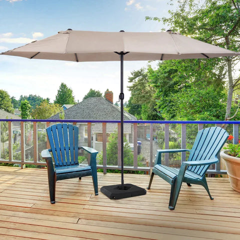 Rootz Parasol Stand - Umbrella Stands - Cross Base - Can Be Filled With Water Or Sand - 4-piece Parasol Stand - Steel - HDPE Plastic - Black - 80 x 80 x 56 cm