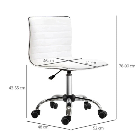 Rootz Barber Chair - Salon Chair - Swivel Chair - Office Chair - Height Adjustable - Steel PU - White - 48 x 52 x 78-90 cm