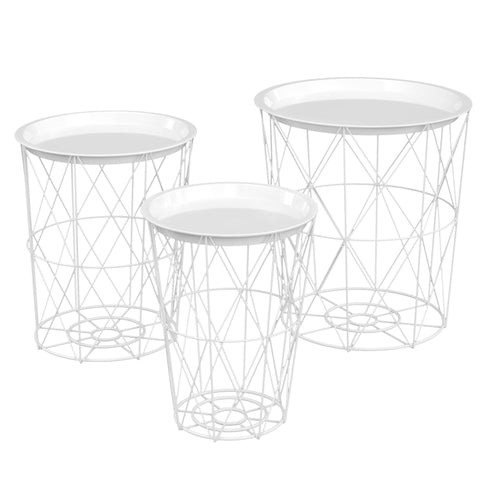 Rootz Side Table - Coffee Table - 3-piece Side Table - White