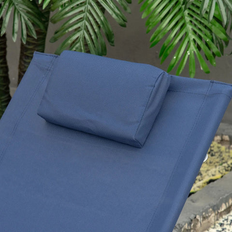 Rootz Schaukelstuhl – Schaukelliege – Gartenschaukelstuhl mit Kopfstütze – Schaukelstuhl – Gartenstuhl – Metall – Netzstoff Blau – 65 x 144 x 83 cm