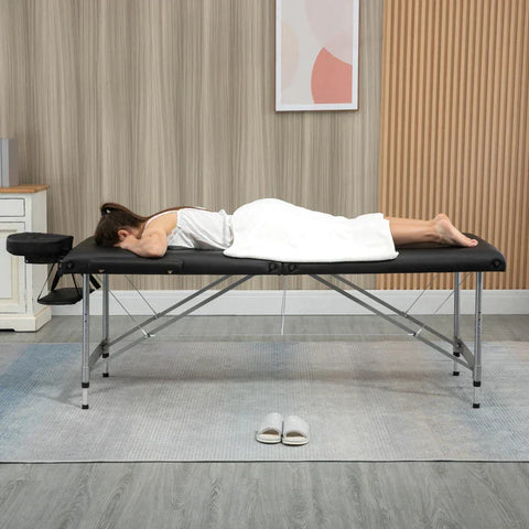 Rootz Massage Table - Folding Massage Table - Mobile Massage Table - Including Face Opening - Armrests - Hand Rests - Black - 186 cm x 71 cm x 83 cm