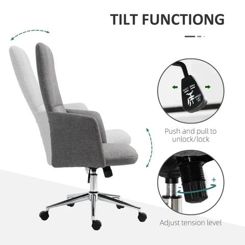 Rootz Office Chair - Ergonomic Office Chair - Swivel Chair - Rocker Function - Armrests - Gray - 61 x 67 x 112.5-120.5 cm