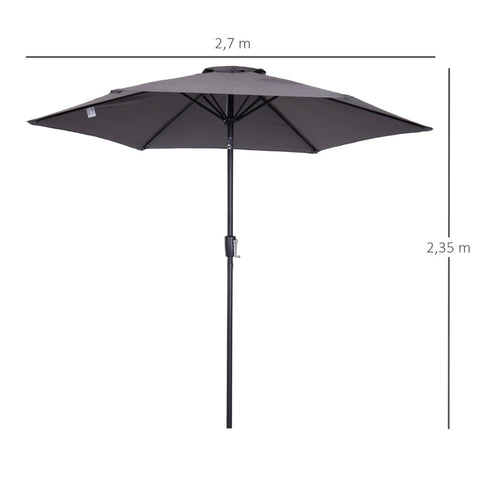 Rootz Parasol - Sun umbrella - Patio Umbrella - Parasol umbrella - Metal/Polyester - Grey