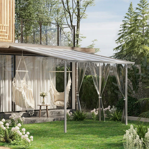 Rootz Pergola - Size Adjustable - Weather Resistant - White + Clear - 300cm x 300cm x 273cm