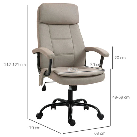 Rootz Office Chair - Massage Chair - Height-adjustable Executive Chair - Gaming Chair With Massage Function - Ergonomic Swivel Chair - Lumbar Spine Massage - Beige - 63 x 70 x 112-121 cm