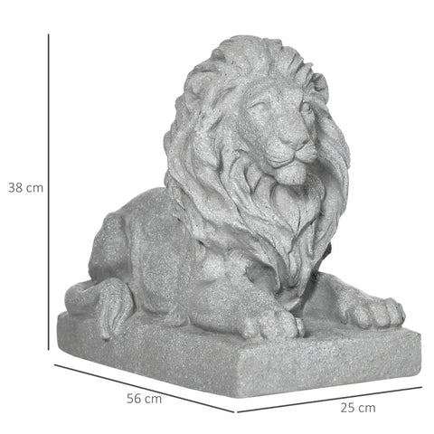 Rootz Lying Lion Garden Ornament - Weather Resistant - Garden Decoration - Gray - 56cm x 25cm x 38cm