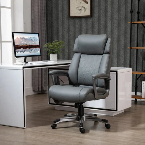 Rootz Office Chair - Massage Chair - 6-point Massage Swivel Chair - Ergonomic Chair - Adjustable In Faux Leather With Curved Headrest And Armrests - Grey - 70 x 76.5 x 114-124 cm