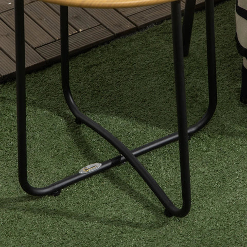 Rootz Balcony Table - Garden Table - Steel Table Top - Wood Look Finish - Black + Natural - 48 x 48 x 51 cm