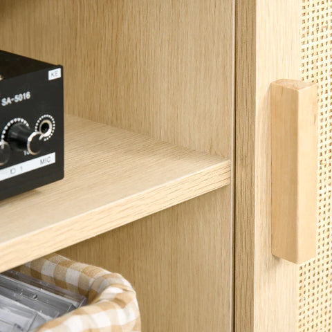 Rootz TV Dresser - TV Table - Dresser - TV Storage Cabinet - TV Cabinet - 2 Rattan Doors - 115 x 40 x 48 cm