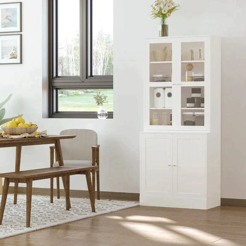 Rootz Bookcase - Modern Bookcase with Doors - Display Storage Cabinet with Adjustable Shelves - Living Room - Study - Office - White - 76 cm x 40 cm x 178.5 cm