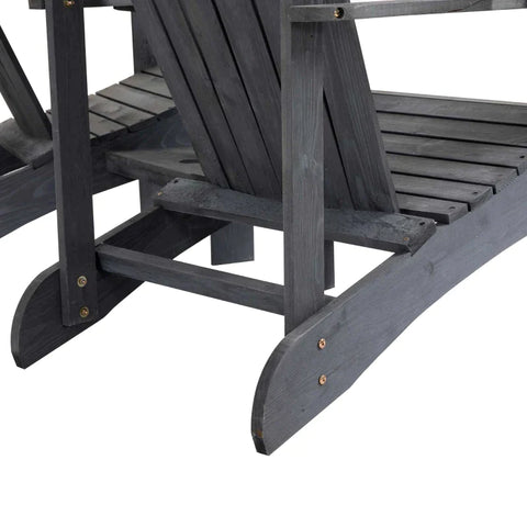 Rootz Gartenstühle mit Beistelltisch – Doppelte Adirondack-Stühle – Tannenholz – Dunkelgrau – 178 x 87 x 92 cm