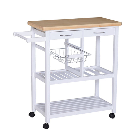 Rootz Kitchen trolley - Kitchen trolley - Serving trolley - On wheels - Drawers - L84.5 x W37.5 x H85 cm - Wood - White -