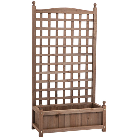 Rootz Planter - Tuinbak - Verhoogd - Klimrek - Grenenhout - Donkerbruin - 64 x 28 x 120 cm