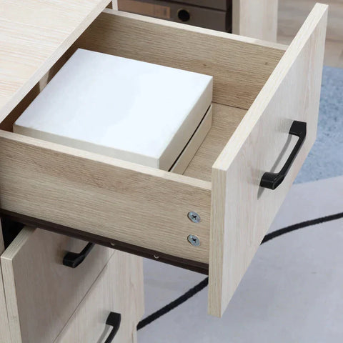 Rootz Computer Desk - Desk - Computer Table - Office Table - Work Table - Shelf With 3 Drawers - Chipboard - Natural - 120 x 49 x 72 cm