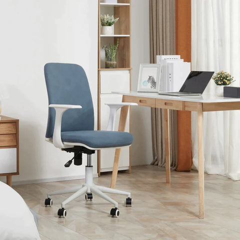 Rootz Office Chair - Desk Chair - Working Chair - 360° Rotating Wheels - Light Blue - 61 x 55 x 90-98 cm