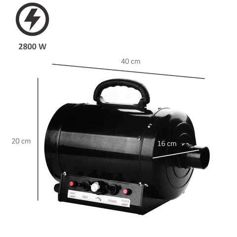 Rootz Dog Hair Dryer - Professional Dog Hair Dryer - Animal Hair Dryer - Whisper Hair Dryer - Pet Hair Dryer - Dog Dryer - 2800W - Metal Black - 40 x 16 x 20 cm