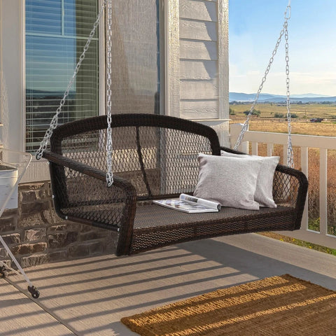 Rootz Swing Bench - Garden Swing Chair - Garden Bench - 2 Person - Brown - L160 x W68 x H48 cm