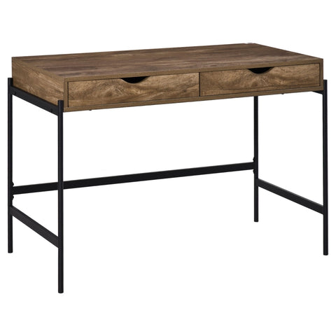 Rootz Computer Desk - Industrial Style Desk - Office Table With Drawers - Home - Office - MDF Metal - Brown/Black - 110 x 55 x 75 cm
