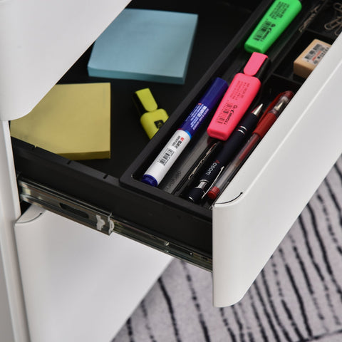 Rootz File Cabinet - Drawer Unit - Steel - Office Cabinet - Including Locker - White