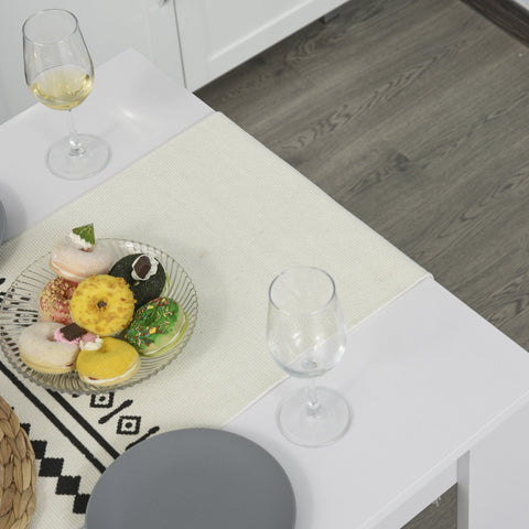 Rootz Eetkamerset - 2 Eetbanken - Eettafel - Eenvoudig Design - Wit - Bewerkt Hout