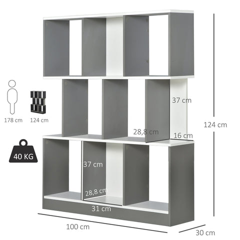 Rootz Bookcase - Book wall - MDF - Office shelf - Archive shelf - Gray / White
