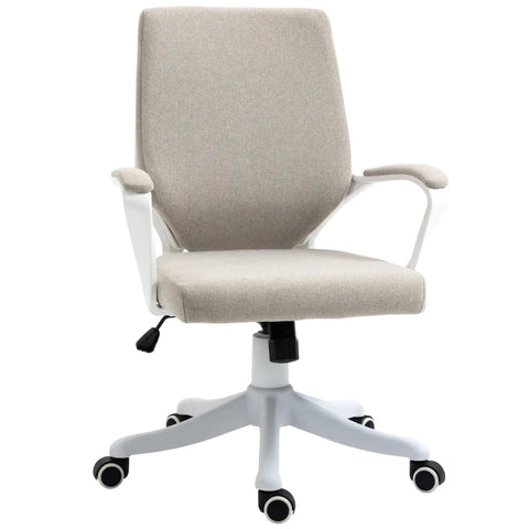 Rootz Office Chair - Desk Chair - Swivel Chair - Ergonomic Office Chair - Home Office Chair - With Rocker Function Backrest - Height Adjustable - 360° Swivel - Beige + White - 62x69x92-100 cm
