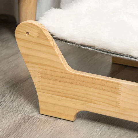 Rootz Cat Bed - Cat Bed With Frame - Hammock For Cats - Elevated Cat Nest With Soft Pillow - Natural - Pine Wood - 68 x 43 x 20 cm