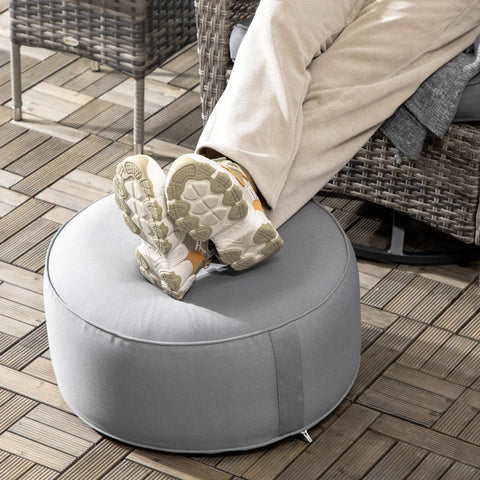 Rootz Inflatable Stool - Ottoman - Washable Cover - 150kg Load - Dark Gray - 53 x 53 x 23cm