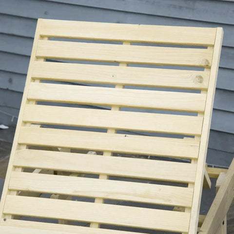 Rootz Lounge Chair - 4-Step Garden Lounger - Sun Lounger - Deck Chair - Garden Furniture - Foldable Adjustable - Pine Wood - Natural - 195 x 59 x 30 cm