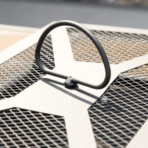 Rootz Fire Pit with Spark Guard - Poker and Cover - Spark Screen - Weather Resistant - Brown + Black - 92L x 71W x 51H cm