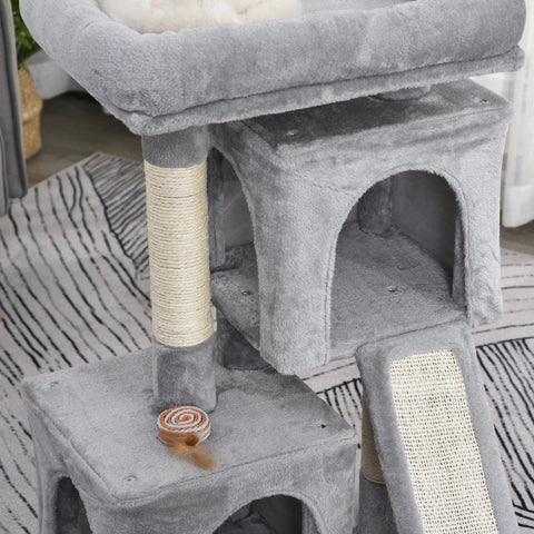 Rootz Cat Tree - Cat Climbing Tree - Sisal Posts - Cat Scratching Post - Light Grey - 59 x 39 x 83 cm