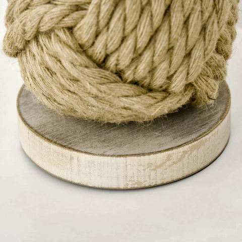 Rootz Table Lamp - Maritime Design - Hemp Rope - Living Room - Bedroom - Dining Room - Brown + White - 35L x 35W x 57.5H cm