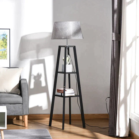 Rootz Floor Lamp - Living Room Lamp - Bedroom Lamp - Office Lamp - Gray/Black