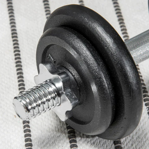 Rootz Dumbbell - 2-in-1 Dumbbell - Dumbbell Handle - Barbell - 8 Weight Plates - Rustproof - 20 Kg - Iron - Black - 95 x 16 x 16Hcm